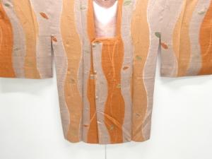 絞り草葉模様ロング道行コート